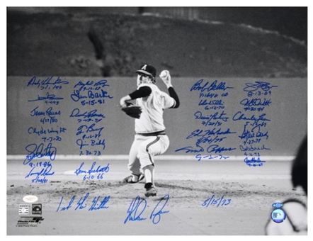 Nolan Ryan 1st No-Hitter 16x20 – Group Signed & Inscribed – 24 Signatures